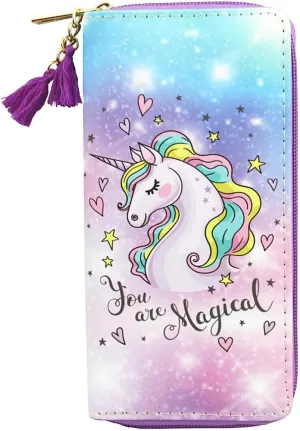 MayeBridge Womens Printed Zip Around Wallet Unicorn Wallets Purse Unicorn Zipper Wallet Long Clutch Bag PU Leather Purse For Girls Women Christmas Gift(Unicorn C0514)
