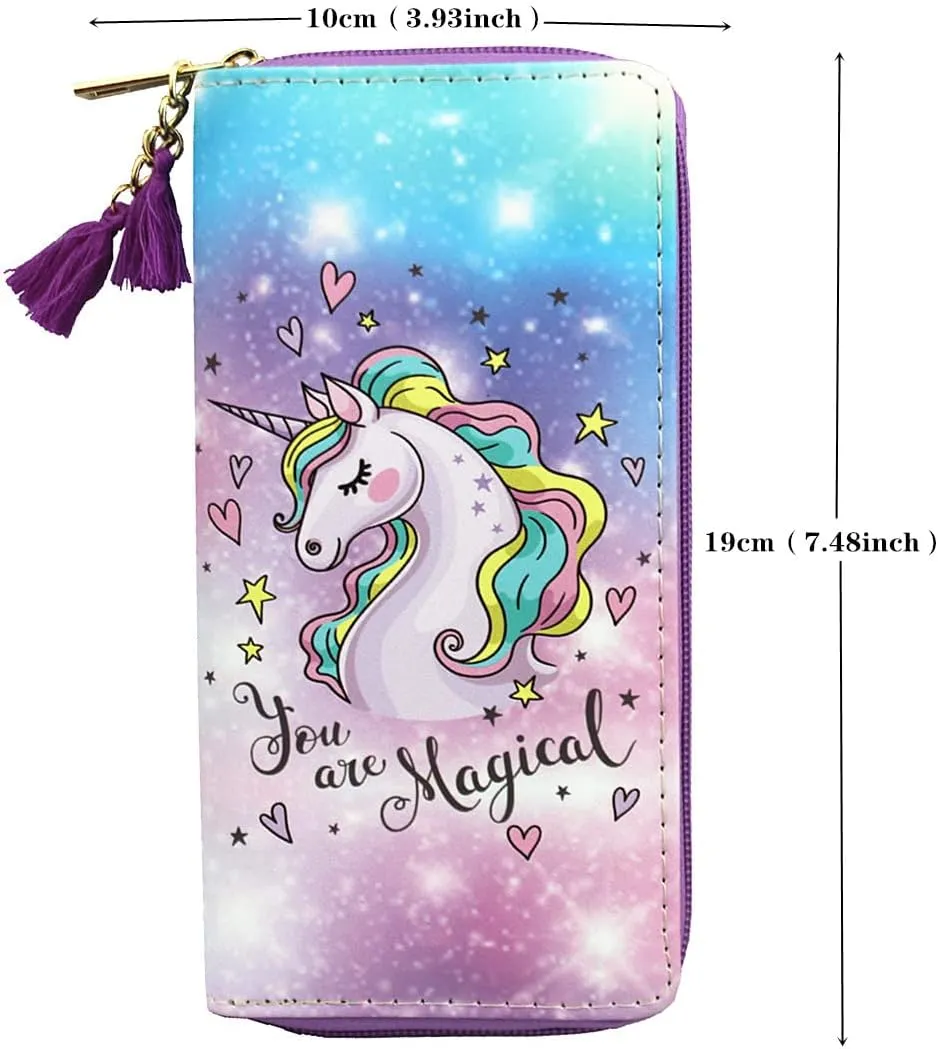 MayeBridge Womens Printed Zip Around Wallet Unicorn Wallets Purse Unicorn Zipper Wallet Long Clutch Bag PU Leather Purse For Girls Women Christmas Gift(Unicorn C0514)
