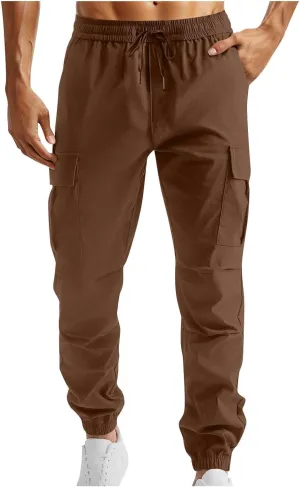 Men Joggers Pants with Pockets Slim Fit Baggy Chino Cinch Bottom Cargo Sweatpants Casual Workout Outdoor Sweat Pants