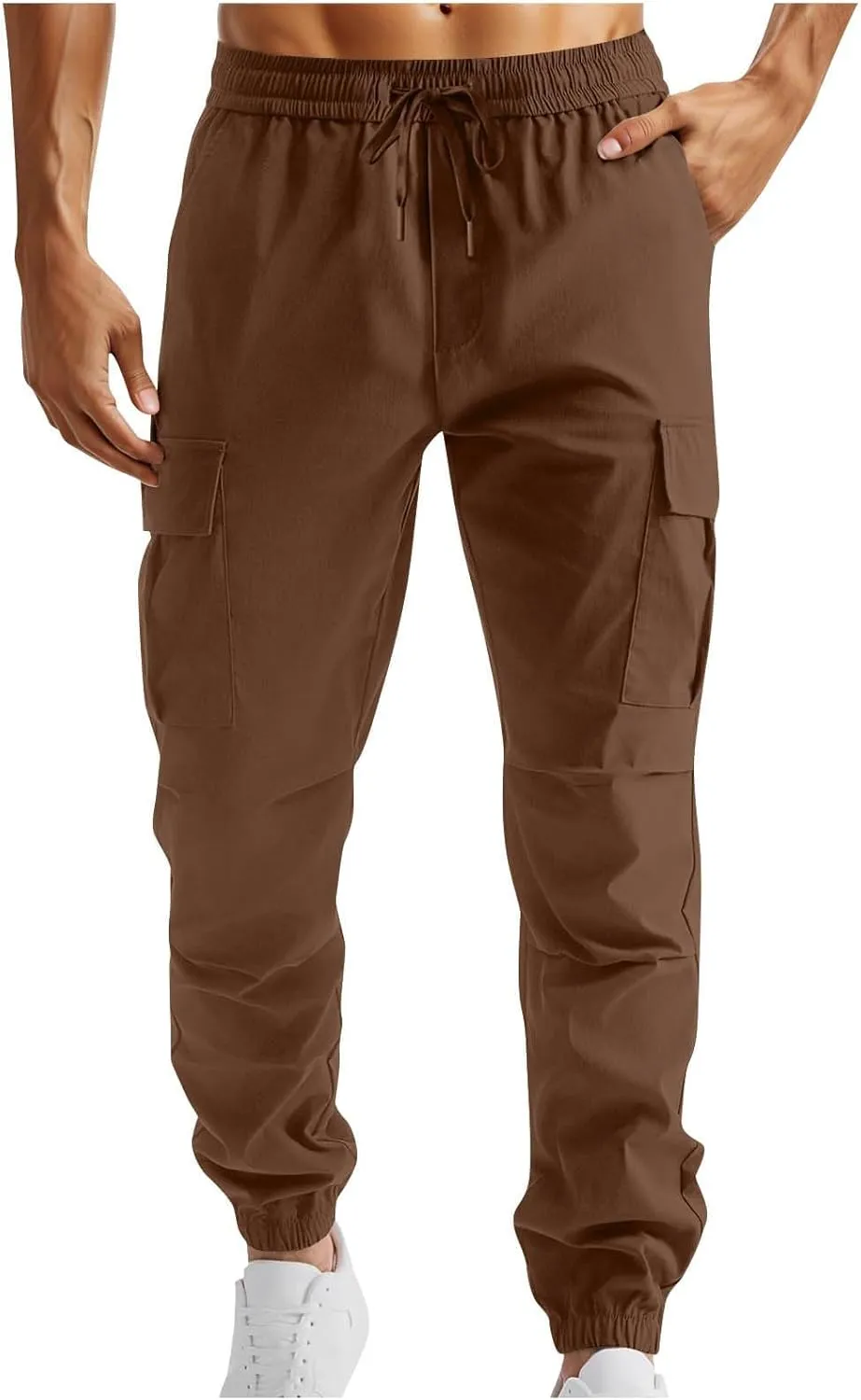 Men Joggers Pants with Pockets Slim Fit Baggy Chino Cinch Bottom Cargo Sweatpants Casual Workout Outdoor Sweat Pants