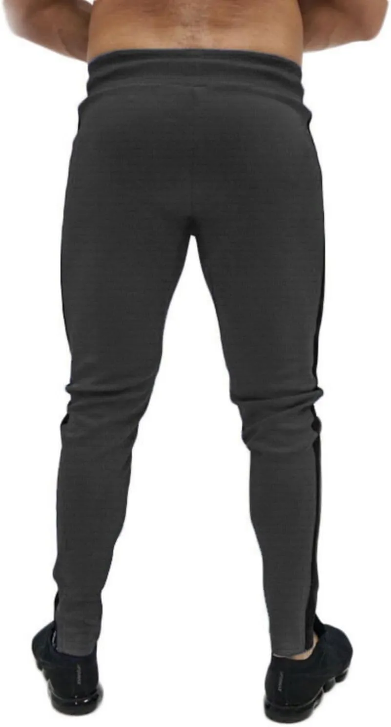 Mens Athletic Pants Casual Drawstring Elastic Waist Slim Fit Sweatpants Stripe Splicing Gym Track Workout Trousers