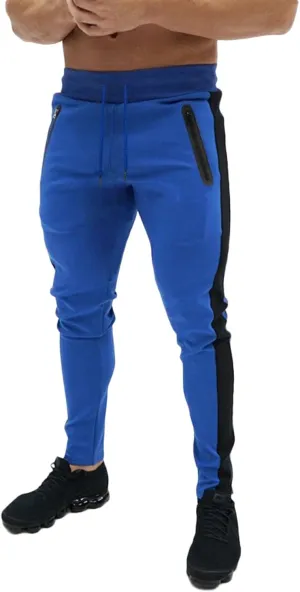 Mens Athletic Pants Casual Drawstring Elastic Waist Slim Fit Sweatpants Stripe Splicing Gym Track Workout Trousers