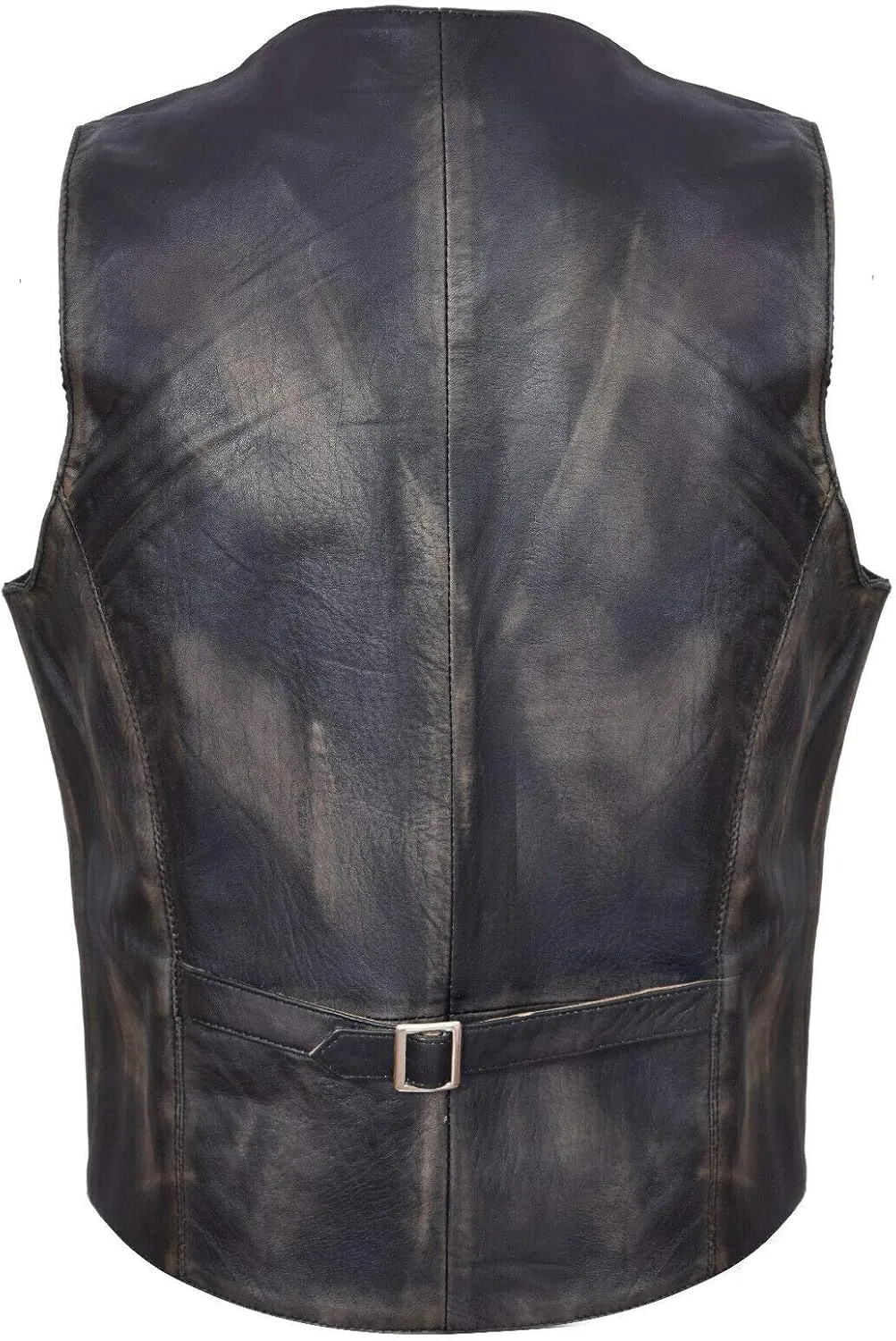 Mens Black Leather Waistcoat Casual Classic Formal Traditional Gilet Vest