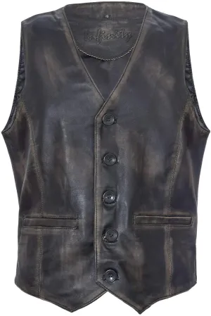 Mens Black Leather Waistcoat Casual Classic Formal Traditional Gilet Vest