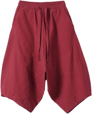 Men's Capri Pants Drop Crotch Baggy Cropped Trousers Harajuku Style Harem Pants Joggers Pants
