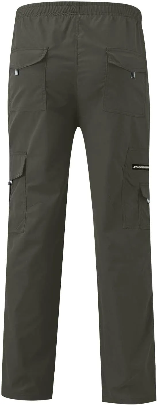 Men's Casual Multi-Pocket Loose Straight-Leg Work Pants Outdoor Fit Pants Fitness Pants