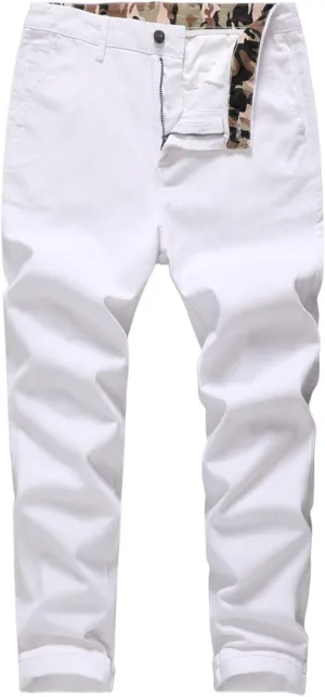 Men's Classic-Fit Straight Casual Fashion Non-Stretch Cotton Chino Pants