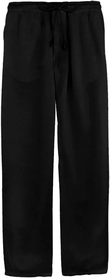 Mens Cotton Linen Pants Lightweight Drawstring Elastic Waist Trousers Loose Fit Hiking Joggers Yoga Beach Pants