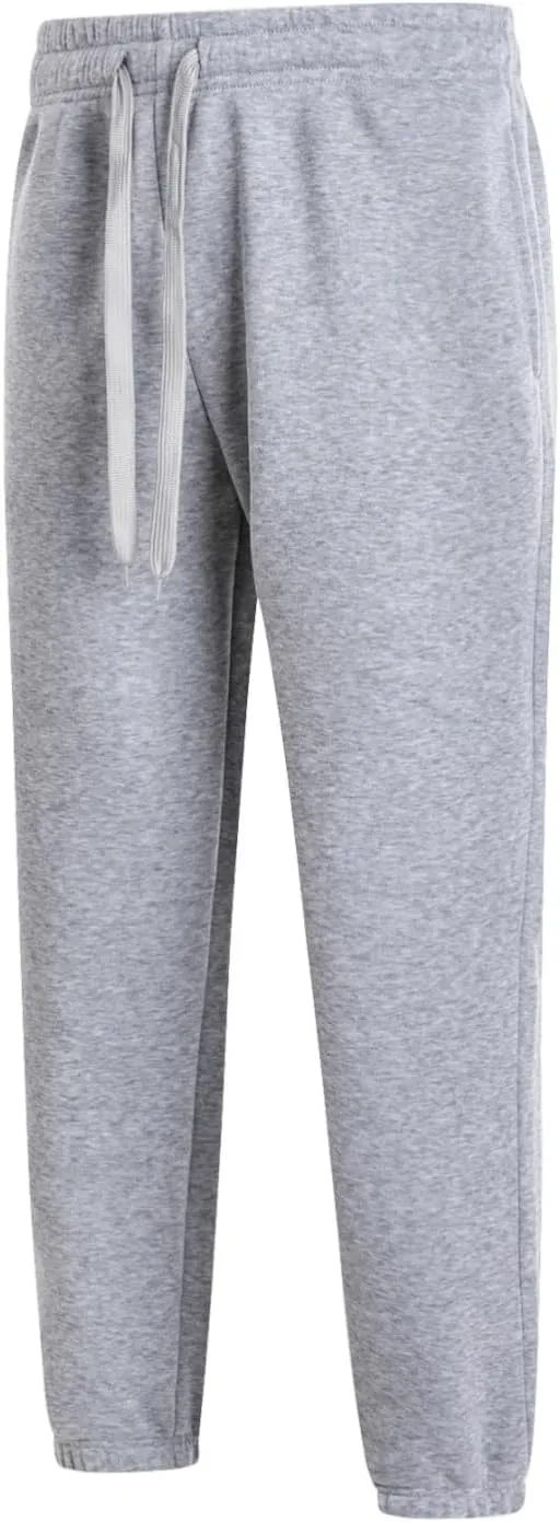 Mens Fleece Sweatpants Cotton Elastic Bottom Joggers with Pockets Active Athletic Baggy Running Sweat Pants