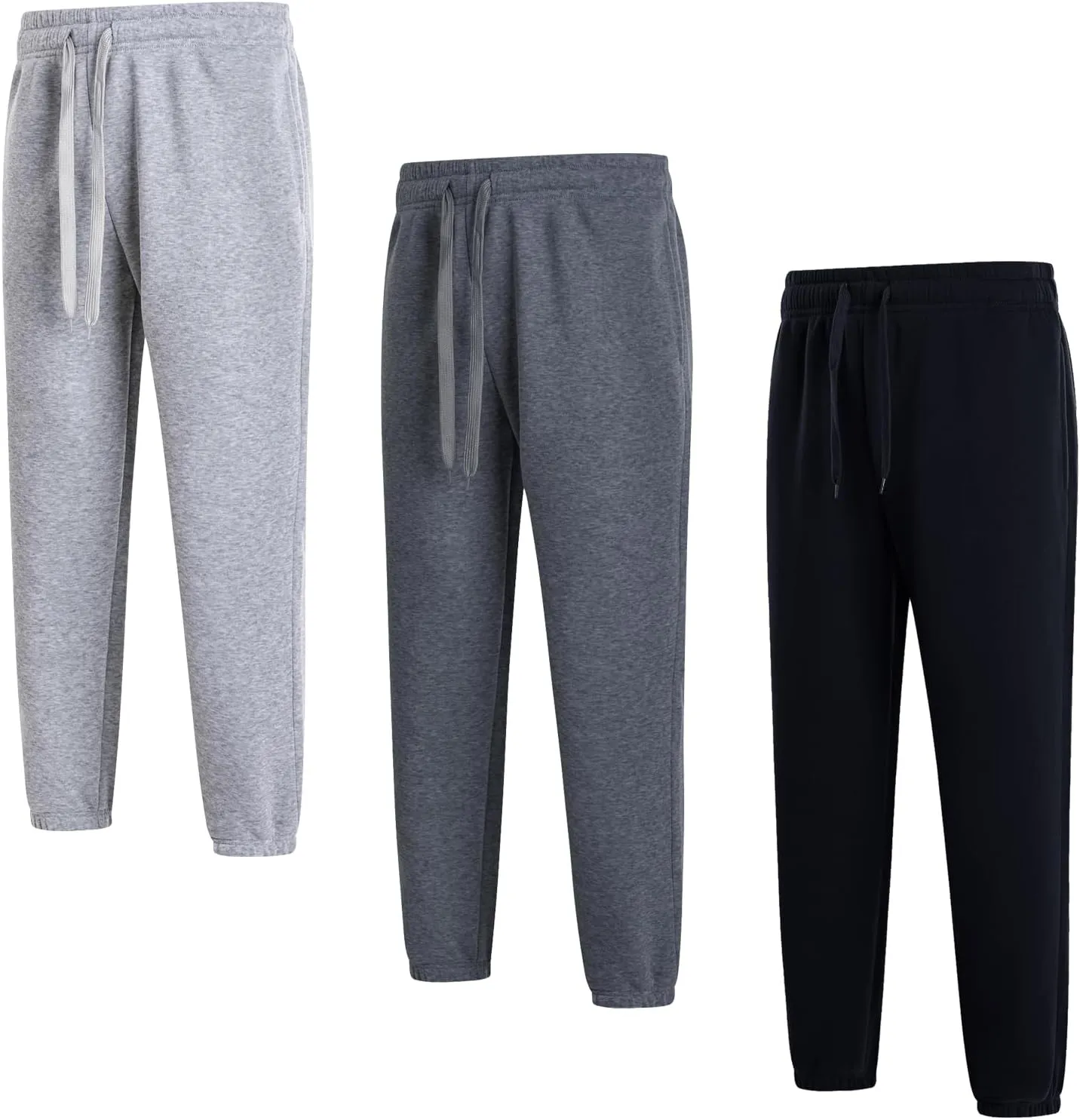 Mens Fleece Sweatpants Cotton Elastic Bottom Joggers with Pockets Active Athletic Baggy Running Sweat Pants