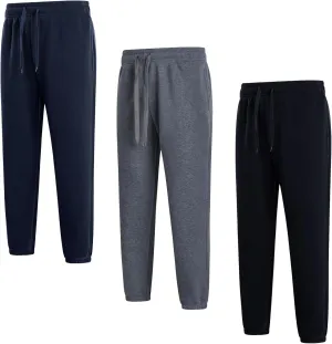 Mens Fleece Sweatpants Cotton Elastic Bottom Joggers with Pockets Active Athletic Baggy Running Sweat Pants