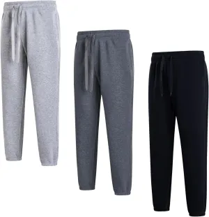 Mens Fleece Sweatpants Cotton Elastic Bottom Joggers with Pockets Active Athletic Baggy Running Sweat Pants