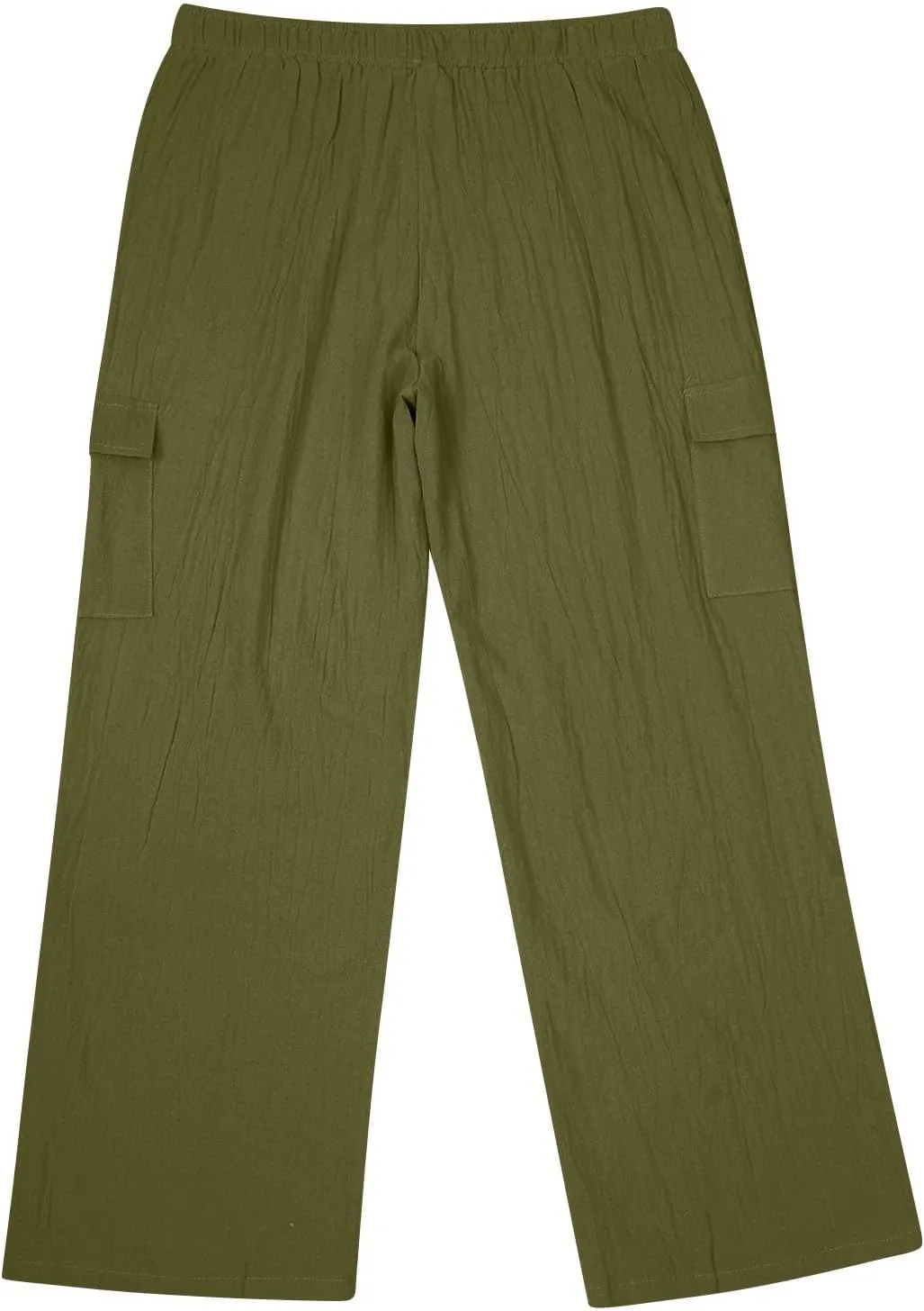 Men's Linen Cargo Pants Solid Casual Lightweight Pant with Multi Pockets Plus Size Drawstring Holiday Streetwear Big and Tall