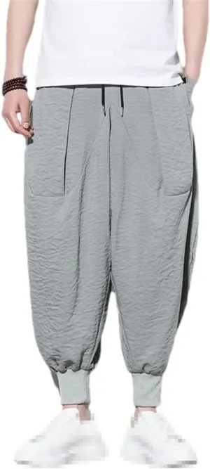 Men's Loose Harem Pants Male Casual Cotton Linen Hip Hop Pants Streetwear Trousers Bloomers