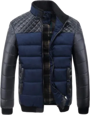 Men's Stand Collar Winter Jacket Male Patchwork Slim Fit Thicken Quilted Jacket Man Casual Cotton Padded Warm Coat