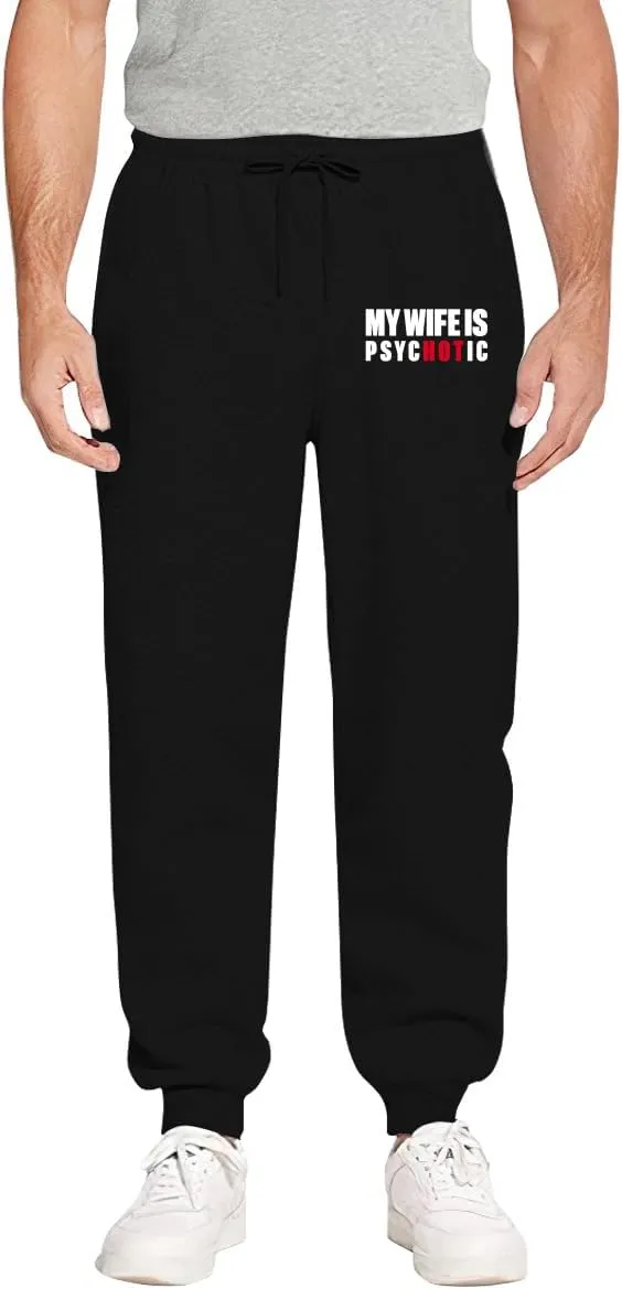 Men's Sweatpants My Wife is Hot Psychotic Slim Fit Athletic Running Pants