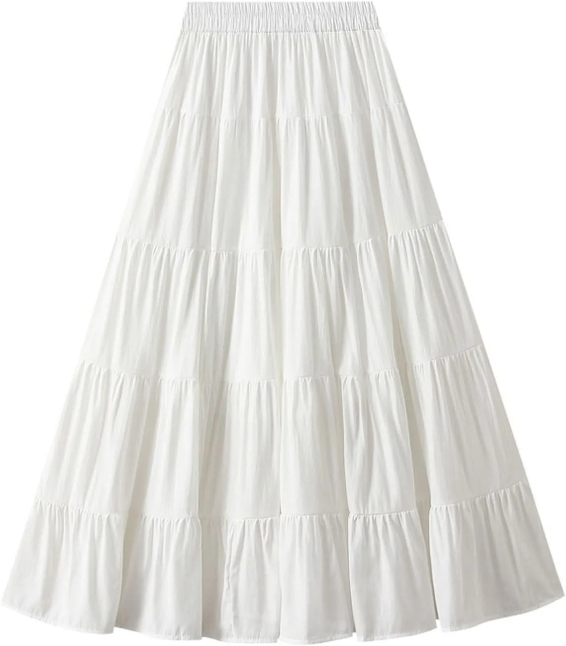 Midi Skirt for Women HIgh Waist A-line Summer Skirts Pleated Tiered Flowy Swing Beach Skirt