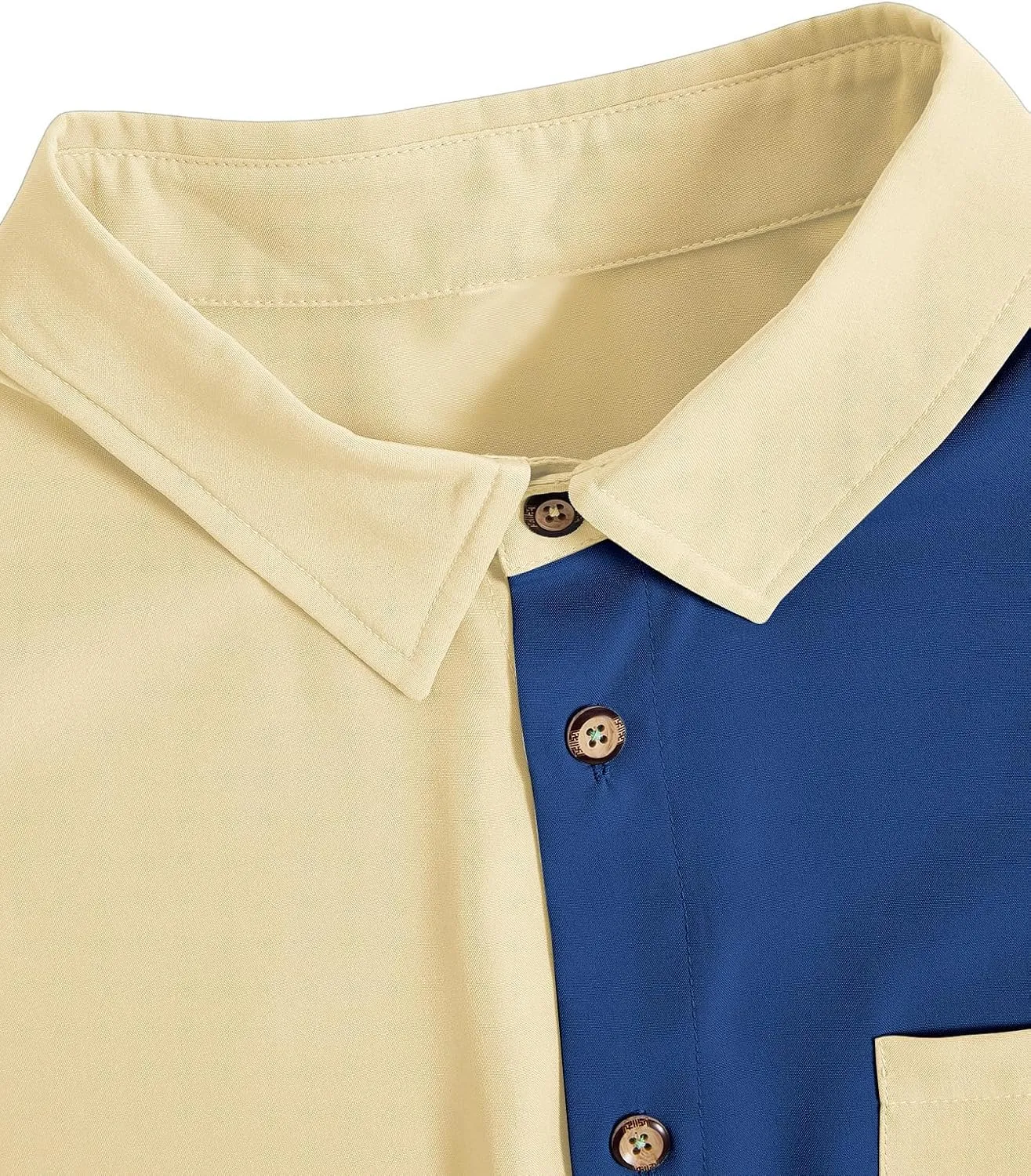 Milumia Men's Casual Button Up Shirt Pocket Short Sleeve Colorblock Blouse Tops