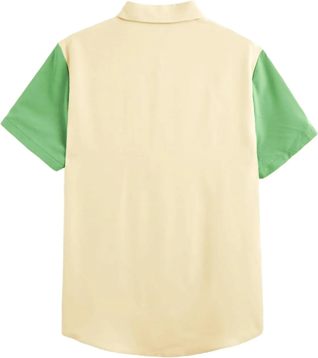 Milumia Men's Casual Button Up Shirt Pocket Short Sleeve Colorblock Blouse Tops