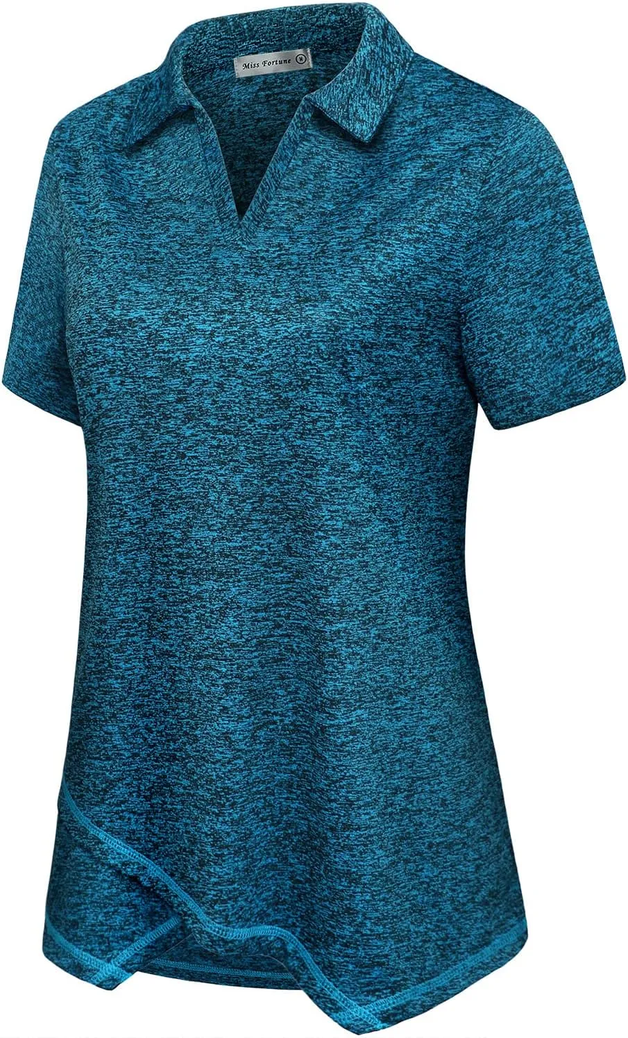 MISS FORTUNE Women's Workout Tops Golf Polo Short Sleeve V Neck Shirts Lightweight Moisture Wicking Athletic Tennis Work Top