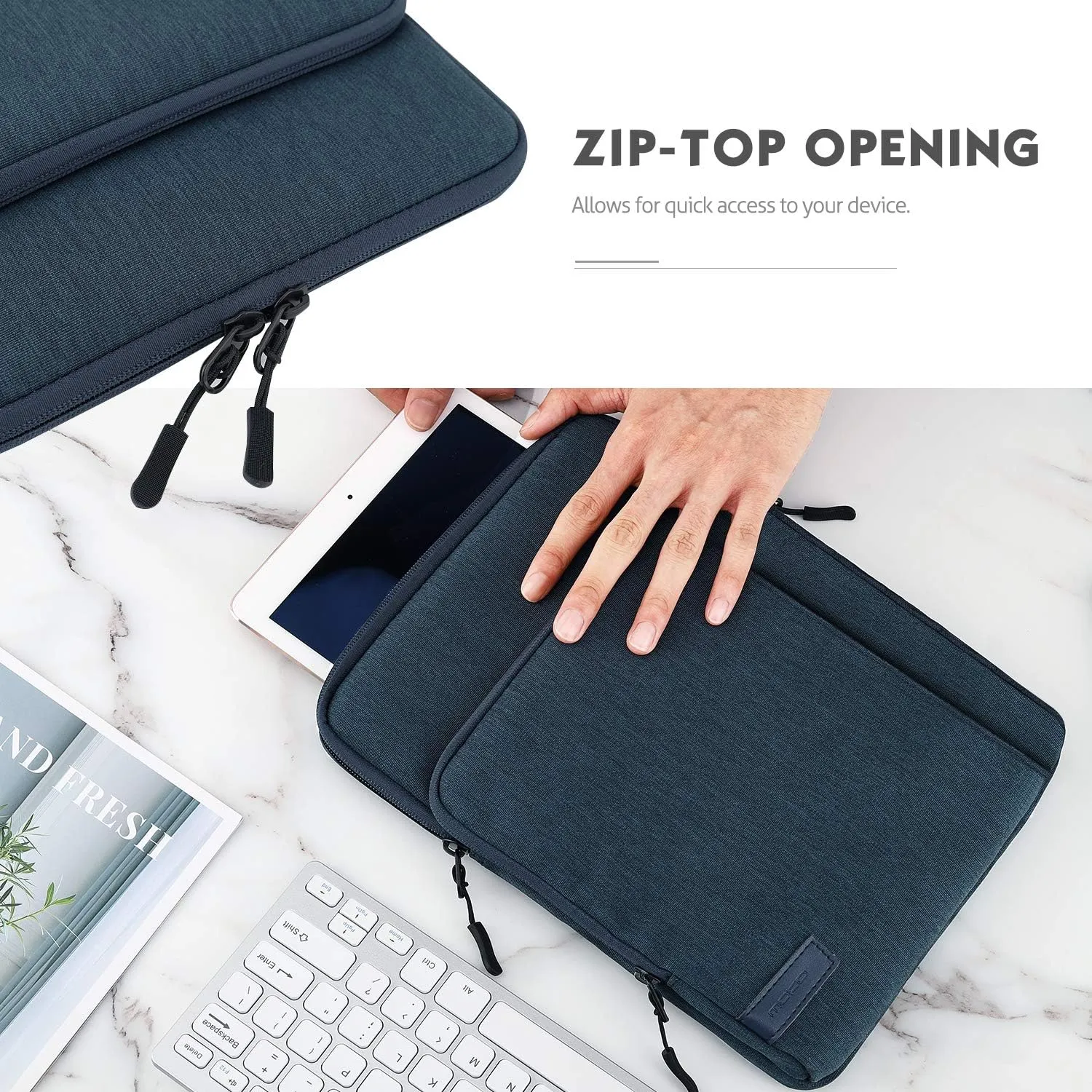 MoKo Laptop Sleeve Bag for 13.3-14 Inch, Notebook Carrying Case with Pocket Fits New MacBook Pro M3/M2 14" /13" M2/M1 Pro/M1 Max 14.2 2023-2021/Air 13.6" M2 2022, Surface Pro 9/8 13", Indigo
