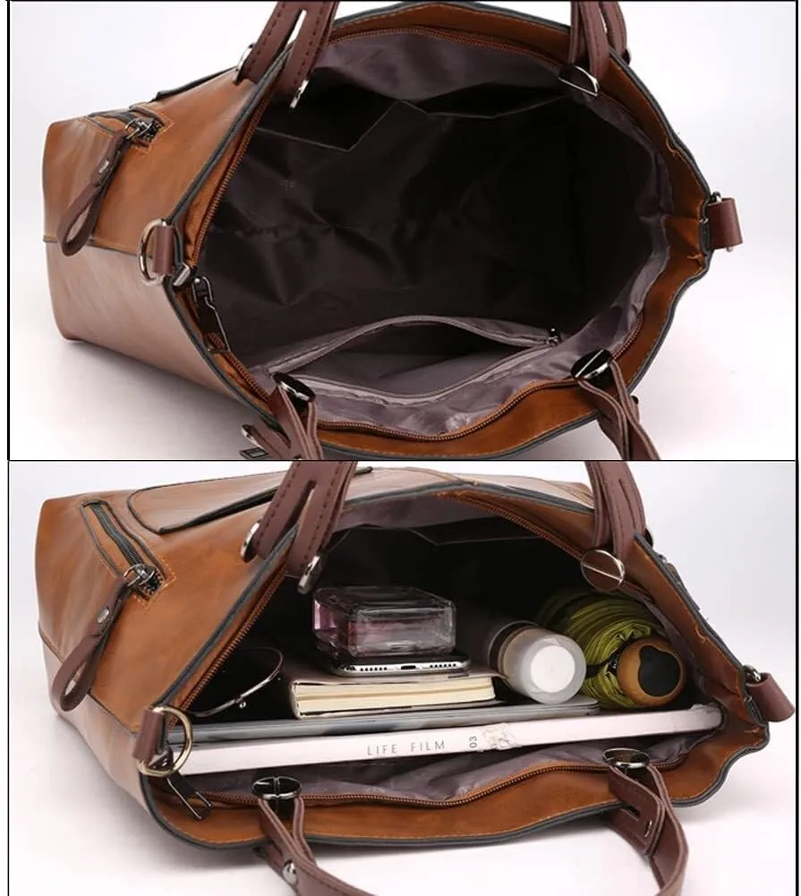 Multi Pockets Crossbody Retro Hobo Shoulder Top Handle Handbag Purse for Work Womens Tote Handbag