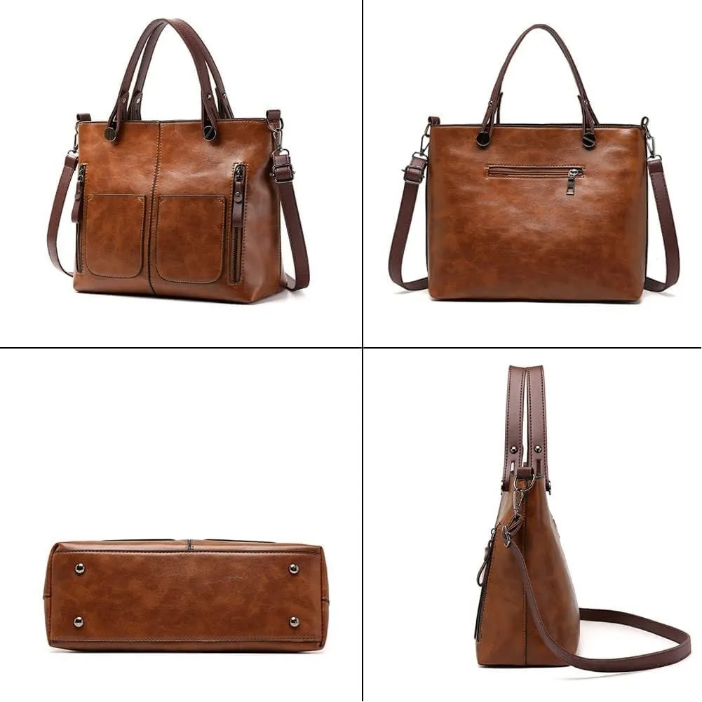 Multi Pockets Crossbody Retro Hobo Shoulder Top Handle Handbag Purse for Work Womens Tote Handbag
