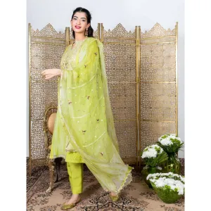 Nadima Saqib Green Embroidered Kurta (Set of 3)