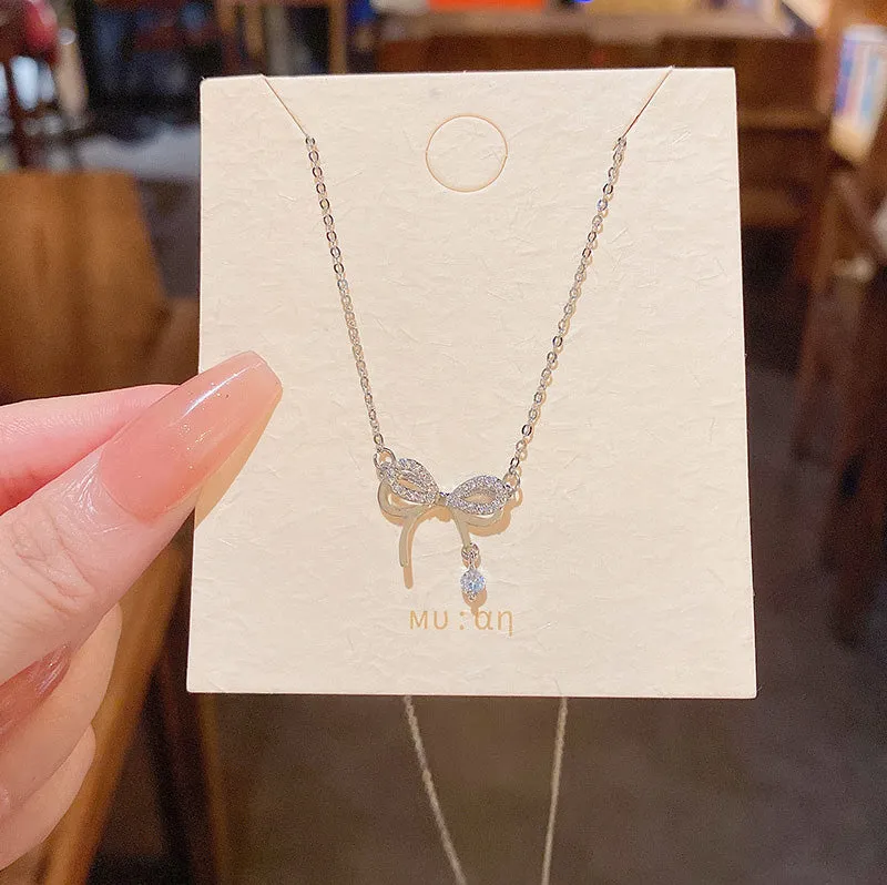 Necklace Double Layer Bow HXNX0897