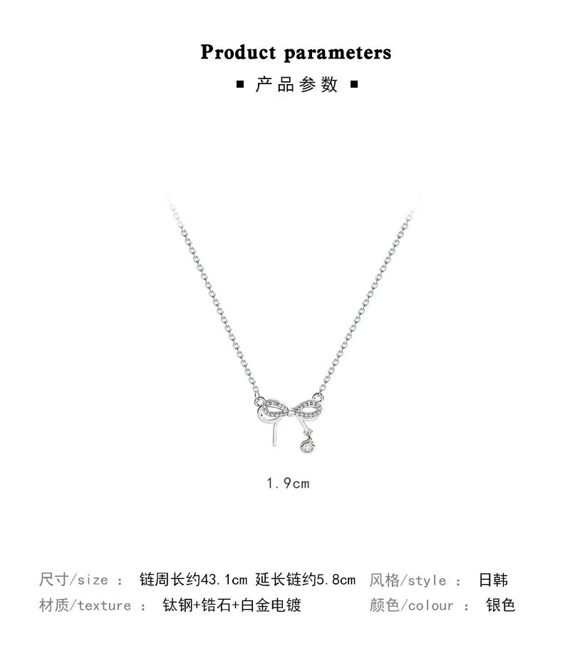 Necklace Double Layer Bow HXNX0897