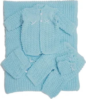 Newborn Baby Crochet Blanket 5 Piece Set Hat, Booties, Sweater, Pants