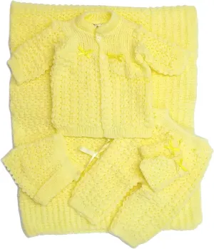 Newborn Baby Crochet Blanket 5 Piece Set Hat, Booties, Sweater, Pants