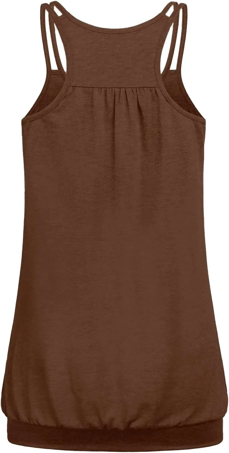 NEWMEEN Women's Scoop Neck Spaghetti Strap Racerback Sports Cami Tank Tops