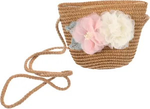 NOLITOY Handwoven Straw Crossbody Purses Bucket Bag for Girls Beach Straw Bag Floral Design