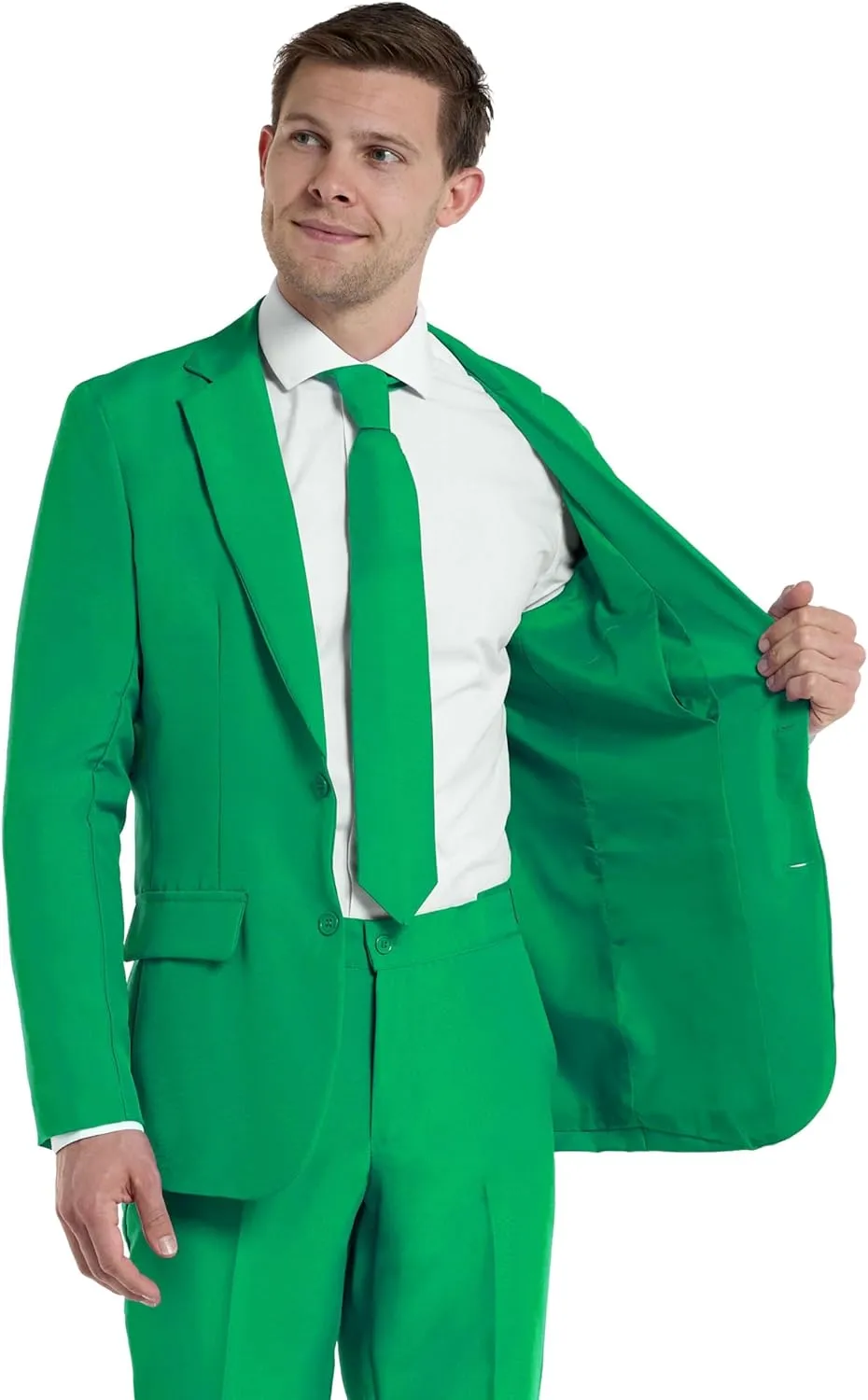 Offstream Men's Party Costume - 2 Piece Solid Color Outfit for Halloween Party with Jacket - Pants & Tie