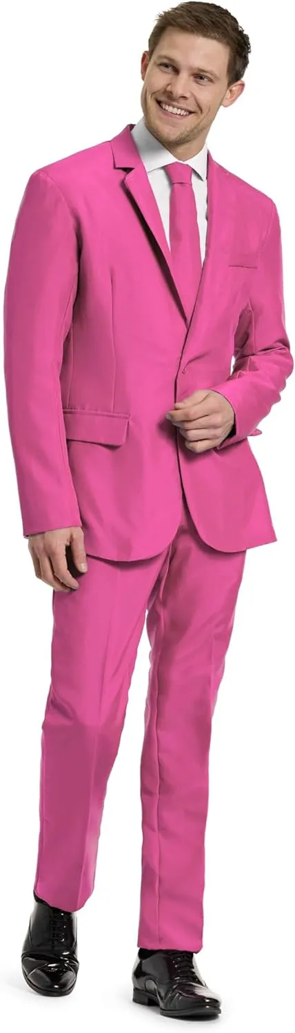 Offstream Men's Party Costume - 2 Piece Solid Color Outfit for Halloween Party with Jacket - Pants & Tie