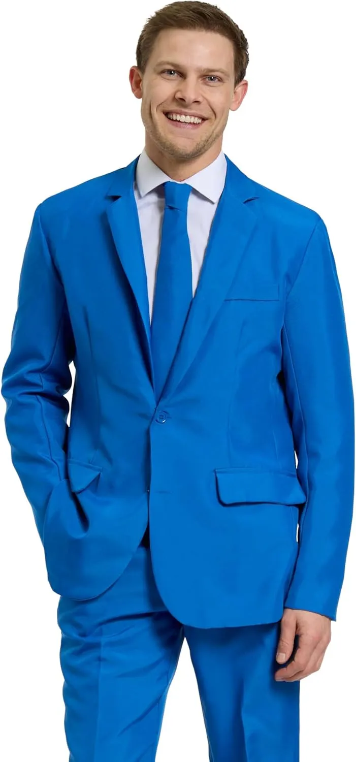Offstream Men's Party Costume - 2 Piece Solid Color Outfit for Halloween Party with Jacket - Pants & Tie