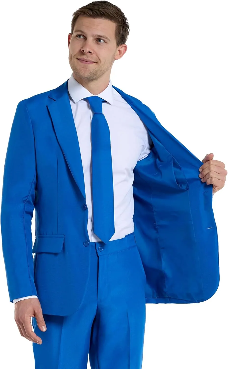 Offstream Men's Party Costume - 2 Piece Solid Color Outfit for Halloween Party with Jacket - Pants & Tie