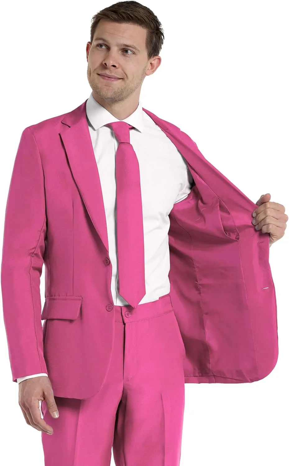 Offstream Men's Party Costume - 2 Piece Solid Color Outfit for Halloween Party with Jacket - Pants & Tie