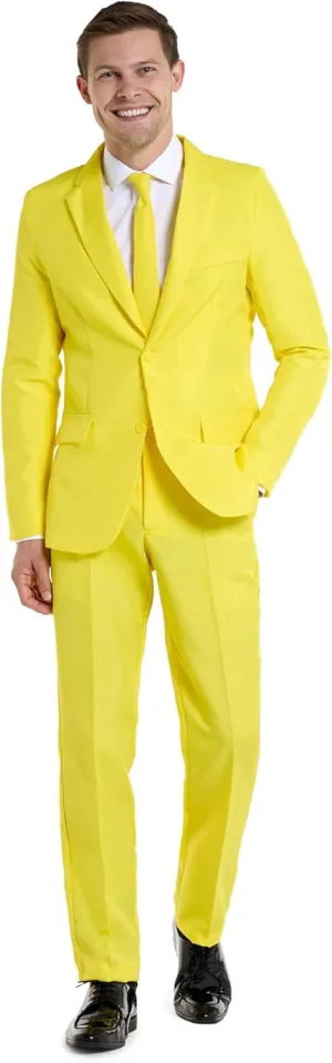 Offstream Men's Party Costume - 2 Piece Solid Color Outfit for Halloween Party with Jacket - Pants & Tie