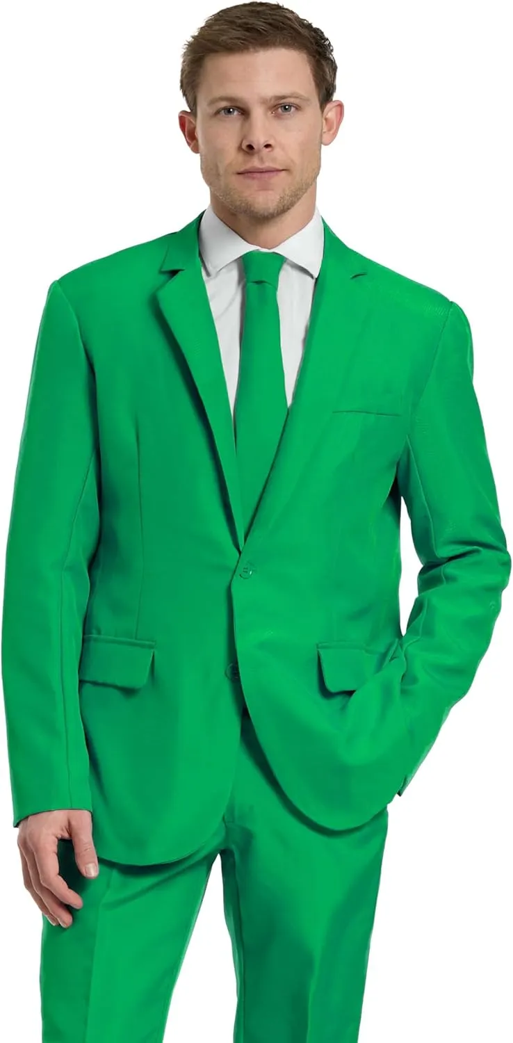 Offstream Men's Party Costume - 2 Piece Solid Color Outfit for Halloween Party with Jacket - Pants & Tie
