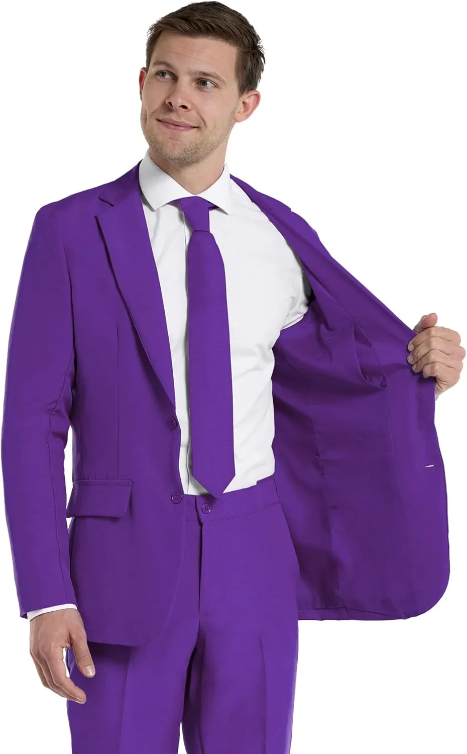 Offstream Men's Party Costume - 2 Piece Solid Color Outfit for Halloween Party with Jacket - Pants & Tie