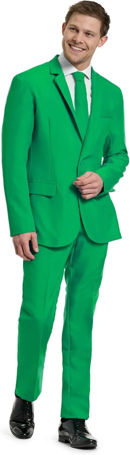 Offstream Men's Party Costume - 2 Piece Solid Color Outfit for Halloween Party with Jacket - Pants & Tie