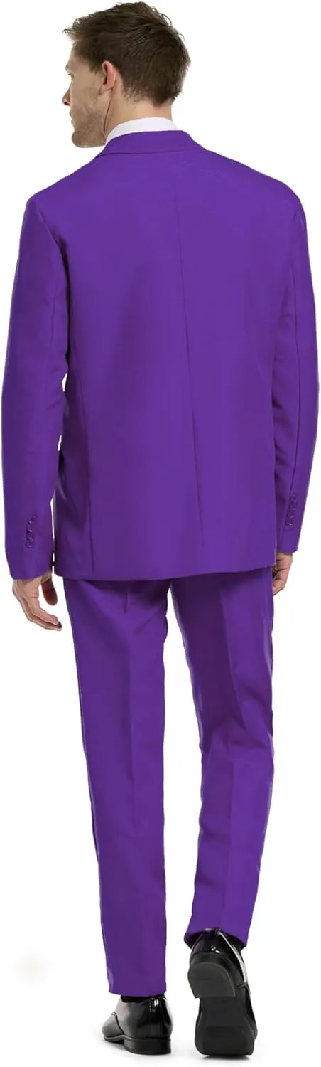 Offstream Men's Party Costume - 2 Piece Solid Color Outfit for Halloween Party with Jacket - Pants & Tie