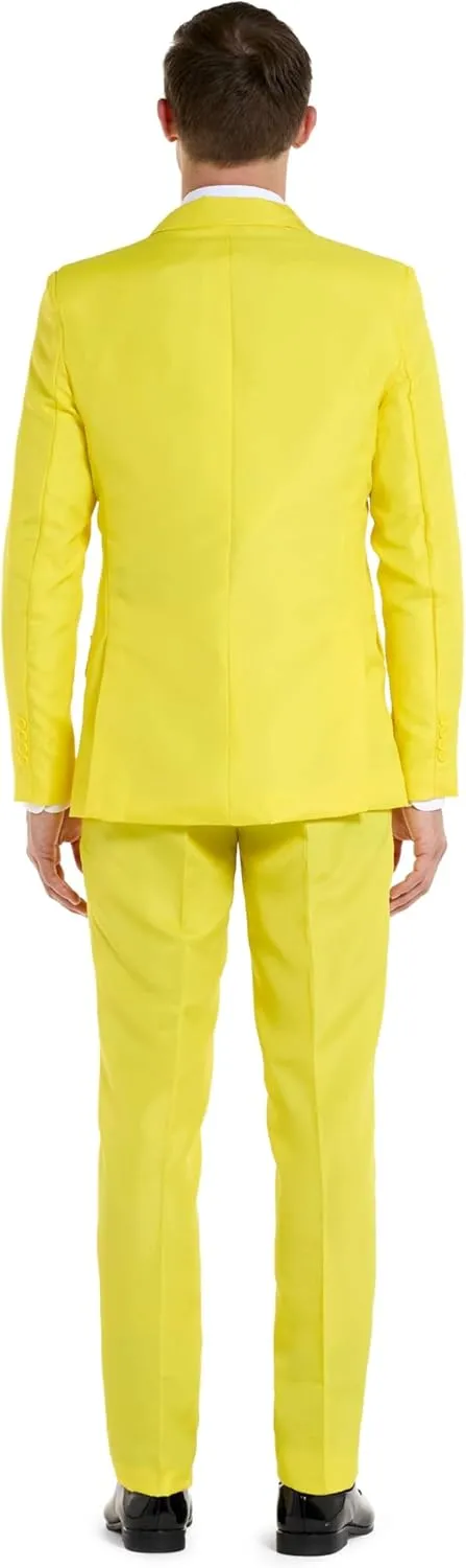 Offstream Men's Party Costume - 2 Piece Solid Color Outfit for Halloween Party with Jacket - Pants & Tie