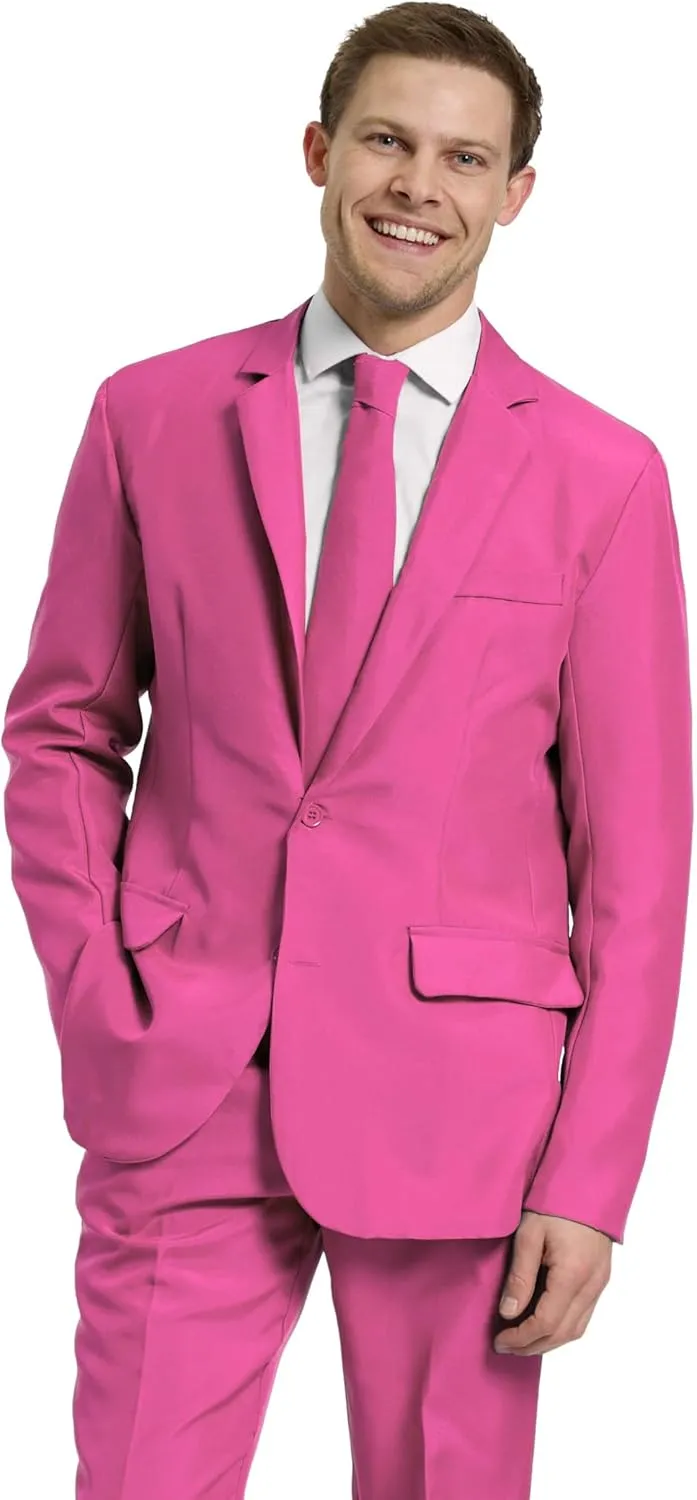 Offstream Men's Party Costume - 2 Piece Solid Color Outfit for Halloween Party with Jacket - Pants & Tie