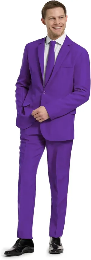 Offstream Men's Party Costume - 2 Piece Solid Color Outfit for Halloween Party with Jacket - Pants & Tie