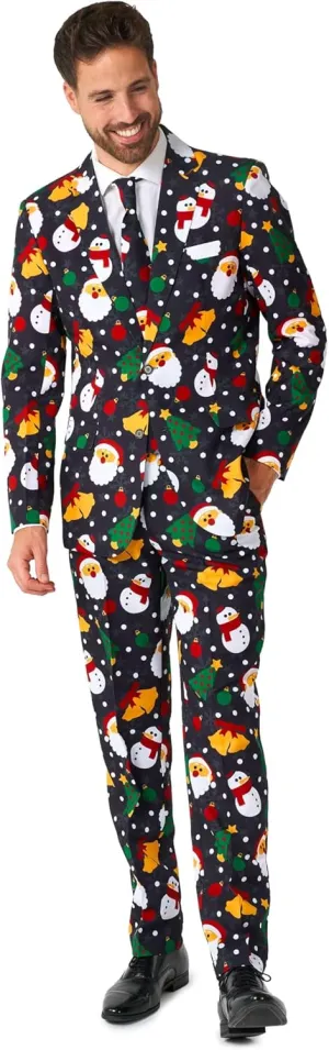 Offstream Men's Party Costumes - Christmas Theme Party Suits - Slim Fit - Includes Matching Blazer Jacket, Pants & Tie