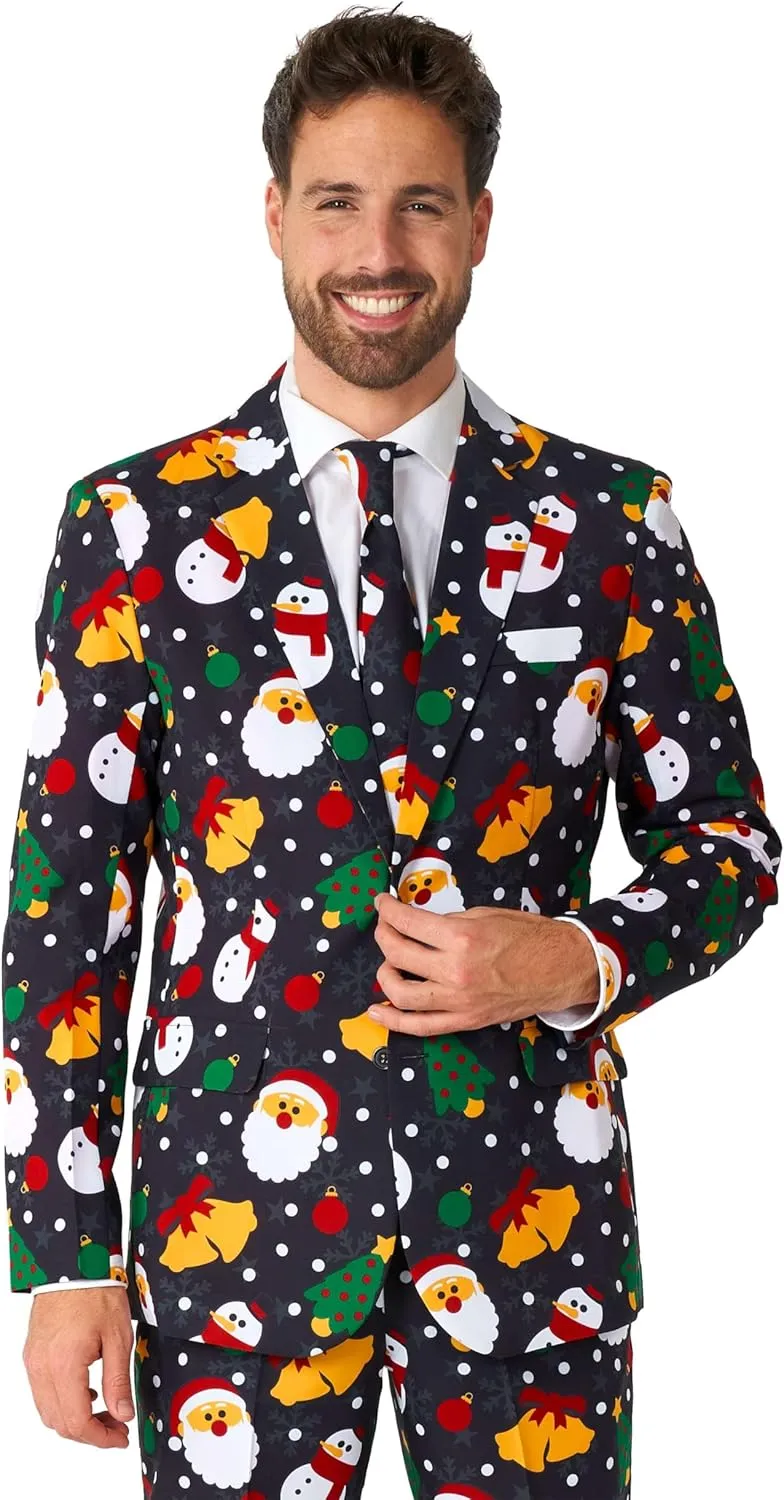 Offstream Men's Party Costumes - Christmas Theme Party Suits - Slim Fit - Includes Matching Blazer Jacket, Pants & Tie