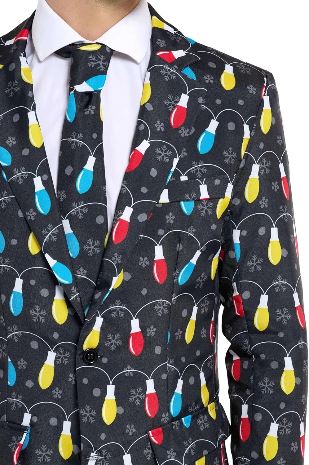 Offstream Men's Party Costumes - Christmas Theme Party Suits - Slim Fit - Includes Matching Blazer Jacket, Pants & Tie